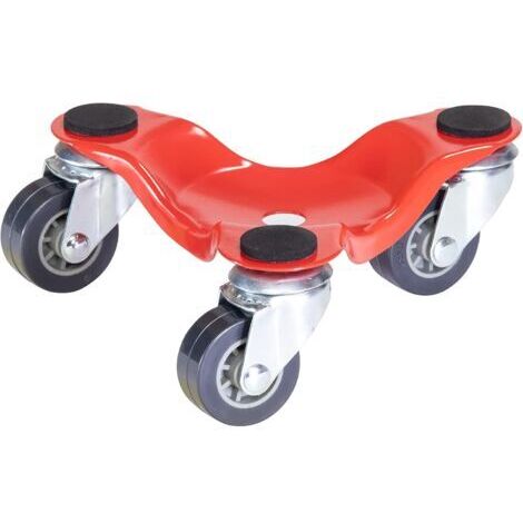 BUNTHAUS Rouge fer Chariot de déménagement 16x16x 5 cm Charge 60 kg avec 3 roulettes I Patins antidérapants I Utilisation Flexible