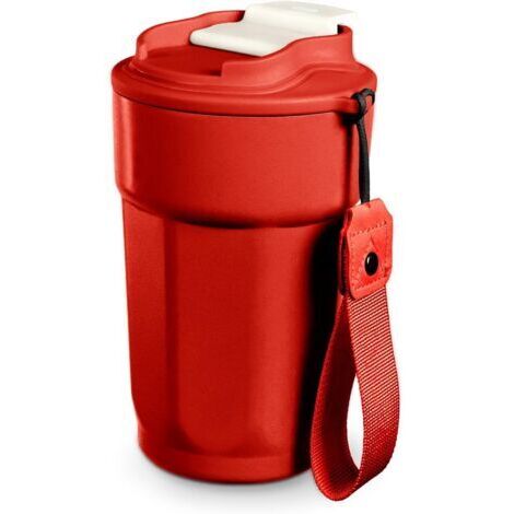 BUNTHAUS rouge Gobelet isotherme 450 ml en acier inoxydable, double paroi, avec couvercle étanche, réutilisable, pour boissons chaudes et froides