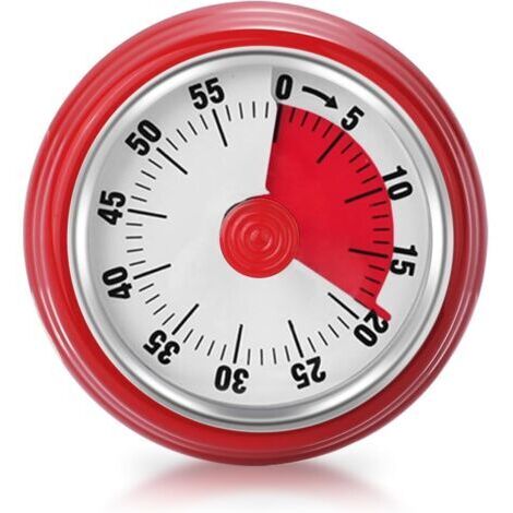 BUNTHAUS Rouge Minuteur Visuel, Minuteur pour Cuisine avec Base Magnétique Compte à Rebours de 60 Minutes Horloge Mécanique sans Piles, Outil de Gestion du Temps pour Enfants et Adultes