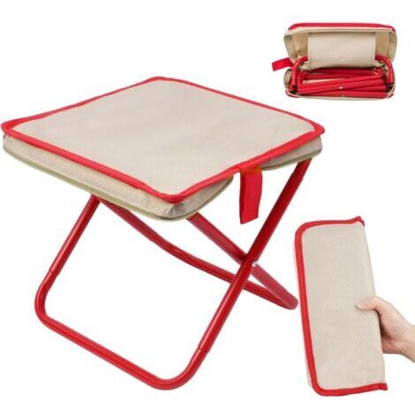 BUNTHAUS (Rouge) Tabouret de Camping Pliante, Tabouret Portable de Camping Léger avec Sac de Transport, Siège de Pêche Tabouret Pliable, Petite Chaise Mini pour Voyage Pêche Randonnée BBQ Plage