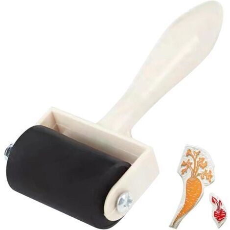 BUNTHAUS Rouleau Colle - Rouleau Papier Peint Manche Bois  Pinceau et Applicateur d'encre pour Scrapbooking, Impression, Papier et Création