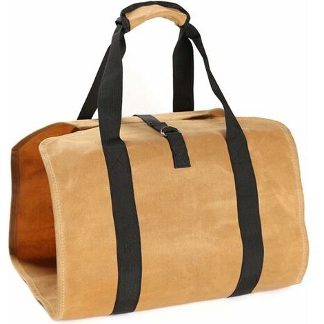 BUNTHAUS Sac À Bûches Bois De Chauffage en Toile, Panier À Bûches,Sac De Rangement pour Bois De Chauffage, avec Poignées Grande Capacité pour Cheminée Transport De Bois Bûches(9843cm)