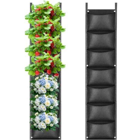 BUNTHAUS Sac à Plantes Mural, 7 Sacs de Plantation Murale, Sac de Plantation Vertical, Poche Mur Vegetal, Jardin Vertical Exterieur pour Balcon, Extérieur, Jardin, Cour