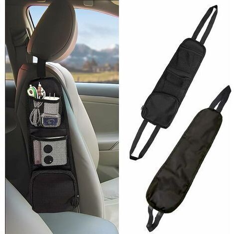 BUNTHAUS Sac de rangement latéral pour siège de voiture Sac de rangement latéral pour siège de voiture Sac suspendu multifonctionnel pour dossier de siège de voiture Rangement latéral, noir