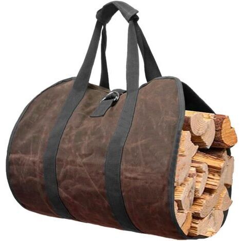 BUNTHAUS Sac de rangement pour bûches de feu  Sac à bois de chauffage  Sac de transport pliable pour bois de chauffage, sac fourre-tout imperméable et ciré pour cheminée, poêle à bois d'intérieur et