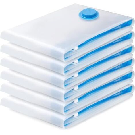 BUNTHAUS Sac de Rangement Sous Vide 6PCS,Sac sous vide Vetement Aspirateur,Compression Housse Aspirable Rangement Réutilisable pour Literie, Vêtements, Couettes, Matelas,Tente et Voyages(70 x 50CM)