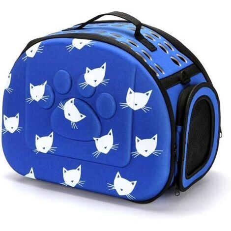 BUNTHAUS Sac de transport pour chien Sac Transport Chat Chien en EVA Souple Léger Caisse Respirant Cage Pliable à parois Souples pour Animaux Domestique Voyage (S, Bleu)