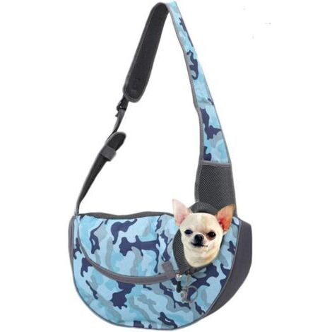 BUNTHAUS Sac pour animaux de compagnie Sac à bandoulière Sac de messager pour poitrine de chien Sortir sac pour animaux de compagnie portable Camouflage bleu S (40 × 22 ×10cm）