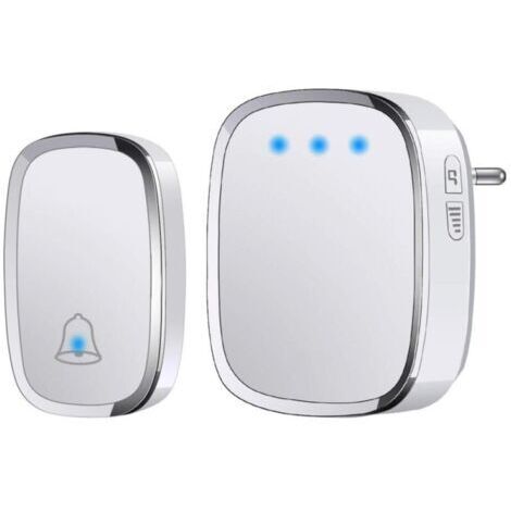 BUNTHAUS Sonnette Sans Fil Extérieur Étanche IP44, Sonnette de Porte 300 Mètres, Kit de Carillon avec LED Flash, 1 Émetteur et 1 Récepteur, 5 Niveaux de Volume, 38 Mélodies