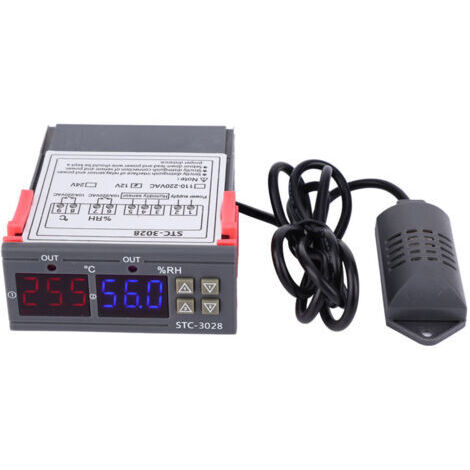 BUNTHAUS STC-3028 Compteur numérique avec contrôleur de température et d'humidité et capteur intégré (12 V)