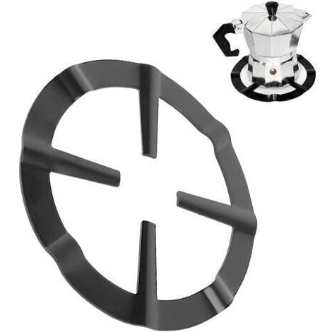 BUNTHAUS Support de Casserole Moka, Support Pot À Moka Acier Inoxydable pour Cuisinière Gaz Rond Métal Réducteur D'anneau de Gaz Cafetière Réducteur Étagère Anneau pour Cuisson - Noir 13.3cm
