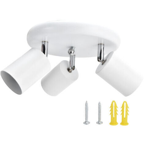 BUNTHAUS Support de projecteur de plafond GU10 à 3 têtes pour chambre à coucher, salle à manger, centre commercial 85265VBlanc