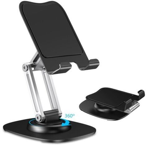 BUNTHAUS Support de téléphone Portable pour Bureau, Support de téléphone réglable avec Base rotative à 360°, Pliable et Portable, Compatible avec iPhone 17, 16, 15, 14, 13 Pro XR, Samsung