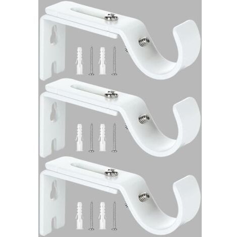 BUNTHAUS Support de Tringle à Rideau Réglable,3 Pcs Supports Murale Réglables,Support pour Tringle à Rideau,Compatible avec les tringles à rideau d'un diamètre maximal de 20mm-25mm(Blanc)
