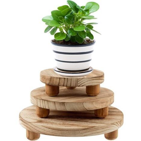 BUNTHAUS Support En Bois Pour Plantes - Lot De 3, Tabouret Et Präsentoir Pour Plantes En Pot