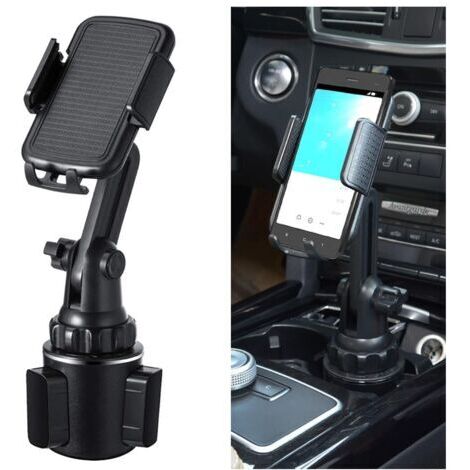 BUNTHAUS Support universel pour téléphone et porte-gobelet, support à angle réglable pour smartphone, support de porte-gobelet rotatif à 360°, support pour smartphone, accessoires de voiture réglables