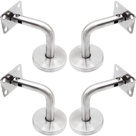 BUNTHAUS Supports De Main Courante Pour Fixation Murale Acier Inoxydable Poli Support Escalier Avec Couvercle Base Supports Muraux Garde-Corps Pour Mur Intérieur, Loft, Barre Support Pour Corridor 4 P