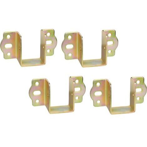 BUNTHAUS Supports Fixation Central pour Rail de Lit Suspension de Solive en Bois Largeur 35 mm Metal Connecteurs Raccord pour Cadre de Lit Chromé Jaune 4 pièces