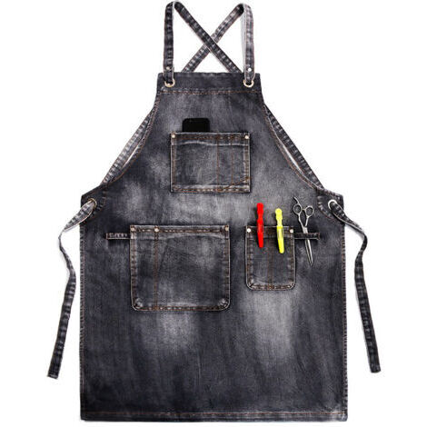 BUNTHAUS Tabliers de chef pour hommes et femmes avec grandes poches, taille unique, tablier de travail robuste à dos croisé Cowboy