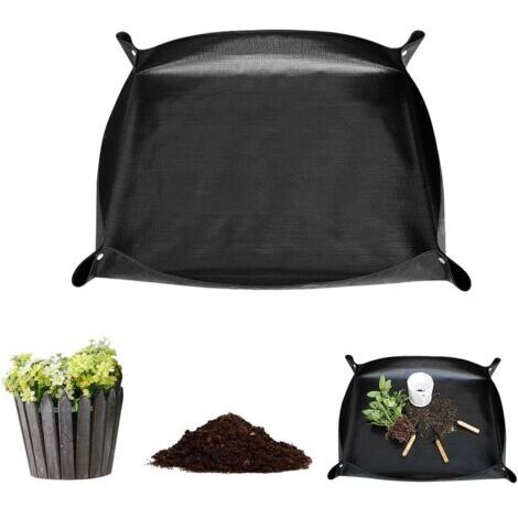 BUNTHAUS Tapis de Rempotage de Plantes,100x100 cm Tapis de Jardinage Imperméable,Tapis de Transplantation Pliable, Tapis de Plantation de Jardinage,Tapis de Plante Noir pour Repiquage,Rempotage,Succul