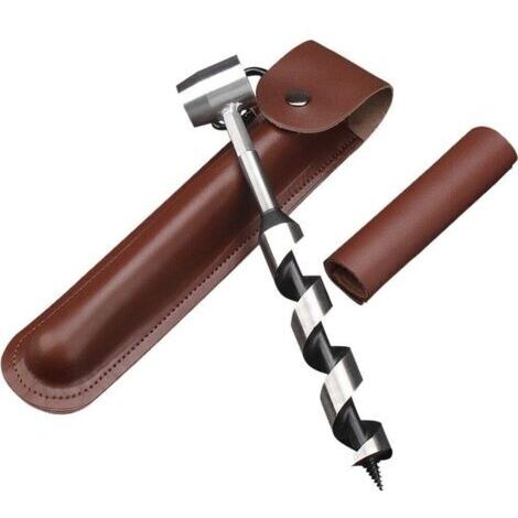 BUNTHAUS Tarière, Outils De Survie, Clé À Tarière Manuelle Bushcraft, Tarière À Bois À Œil, Cheville De Perçage Manuelle, Outil Multifonction avec Étui en Cuir