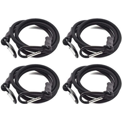 BUNTHAUS Tendeurs,Sandow Elastique,Tendeurs Elastique avec Crochets,4 Pièces Tendeur Elastique Noir,Sandow avec Crochet pour Tendeurs Porte Bagage（1m）