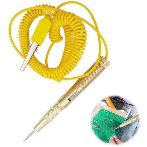 BUNTHAUS Testeur avec Ampoule DC 6V 12V 24V,Stylo Testeur de Tension pour Véhicules,Testeur de Circuit de Voiture Extensible avec Long Fil Spiralé,Compatible Voitures,Camions,Moto et Bateaux