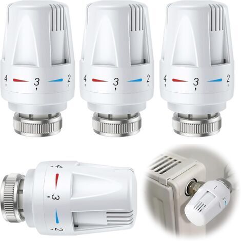 BUNTHAUS Tête Thermostatique, 4 Pièces Tête De Vanne De Radiateur M30 x 1 5, Robinet Thermostatique Radiateur, Vanne de Régulation de Température, Contrôle De La Température Pour La Maison Et Le Burea