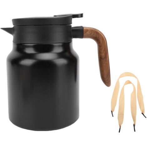 BUNTHAUS Théière isolée sous vide de 1000ml, avec filtre, en acier inoxydable, distributeur thermique de pichet pour café, eau et boisson, noir mat