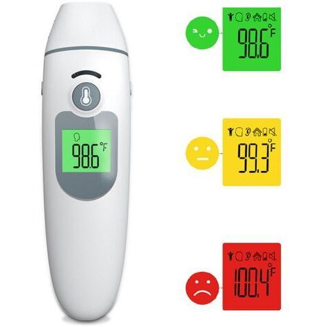 BUNTHAUS Thermometre Frontal Adulte, Thermometre sans Contact, Thermomètre Médical Frontal et Auriculaire pour Bébés, Enfants, Adultes et Objects, Alarme de Fièvre, Écran LCD et Fonction de Mémorisati