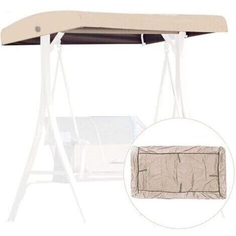 BUNTHAUS Toile de Rechange pour Balancelle,191x120x23cm Housse de Rechange 3 Places, Toit Balancelle de Jardin, Impermeable Couverture Auvent pour Jardins Battants et Terrasses(Color:Beige)