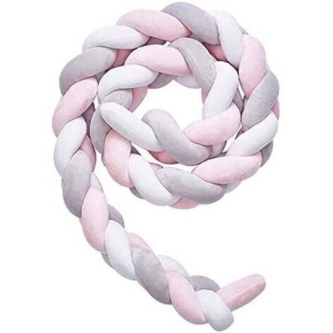 BUNTHAUS Tour de lit tressé 3M coleur de Blanc Gris Rose Tour de lit bébé