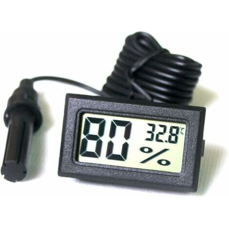 BUNTHAUS Tuner Numérique Intégré Thermomètre Hygromètre avec Sonde Externe pour Couveuse Aquarium Volaille Reptile (Noir)