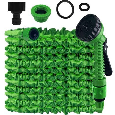 BUNTHAUS Tuyau d'Arrosage Extensible 15m, Tuyau Arrosage Extensible, Tuyau d'Arrosage Flexible avec 7 Modes de Pulvérisation, Léger et Facile à Ranger Pour Irrigation, Jardin, Arrosage, Nettoyage
