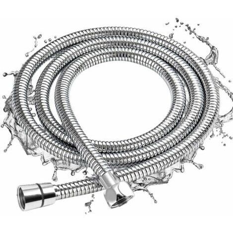 BUNTHAUS Tuyau de Douche 2M, Chrome Flexible Tuyau de Douche Universel Extensible Tuyau en Acier Inoxydable Anti-Explosion, Anti-Torsion et Anti-Corrosion
