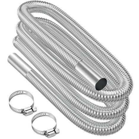 BUNTHAUS Tuyau d'échappement, 300cm Portable Flexible Tuyau d'échappement en Acier Inoxydable avec 2 Colliers en Acier IOnoxydable, Tuyau d'Echappement de Voiture(25mm) pour Chauffage Diesel Voiture