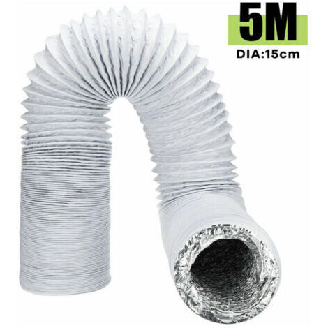 BUNTHAUS Tuyau flexible d'échappement 15cm x 5M – PVC et aluminium – Résistant à la corrosion et à la chaleur – Pour ventilation industrielle