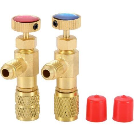 BUNTHAUS Vanne de charge de réfrigérant R12 R410, R12 R22 - 1/4\" mâle vers 1/4\" femelle, R410 - 1/4\" mâle vers 5/16\" femelle, adaptateur de sécurité pour vanne à boisseau sphérique de régulation d