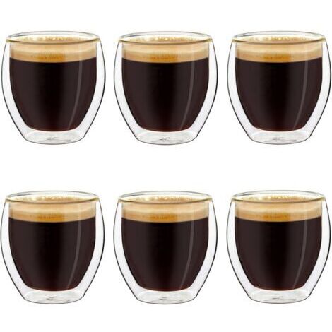 BUNTHAUS Verres à expresso à double paroi, lot de 6 100 ml, tasses à moka, verres thermiques à effet flottant