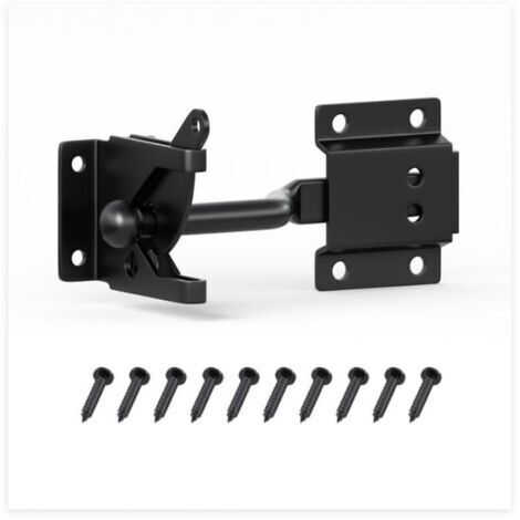 BUNTHAUS Verrou de Portail Verrouillage automatique Serrure Métal à Boulon Loquet Acier à Gravité Clôture Jardin Noir Vis de Fixation Fournis
