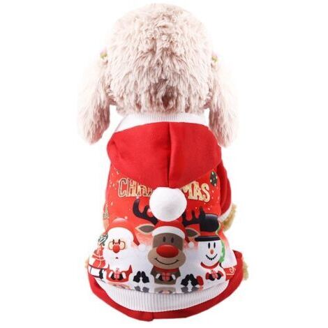 BUNTHAUS Vêtements de chien à capuche de Noël, manteau à capuche pour chien de Noël, manteau d'automne et d'hiver pour animaux de compagnie de Noël