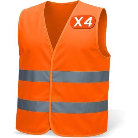 BUNTHAUS XL Gilet securite 4 pièces pour hommes & femmes respirant gilet reflechissant velo, veste de chantier, gilet de securite reflechissant