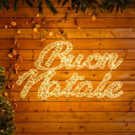 Buon Natale 3D con MicroLed bianco caldo e bianco Ø 1,5 mm per decorazioni natalizie -102 cm