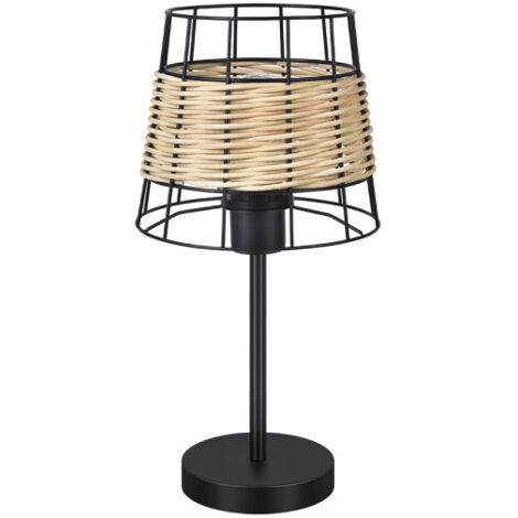 Burano Tischlampe 1xe27 Schmiedeeisen/Rattan 41x20x20 cm