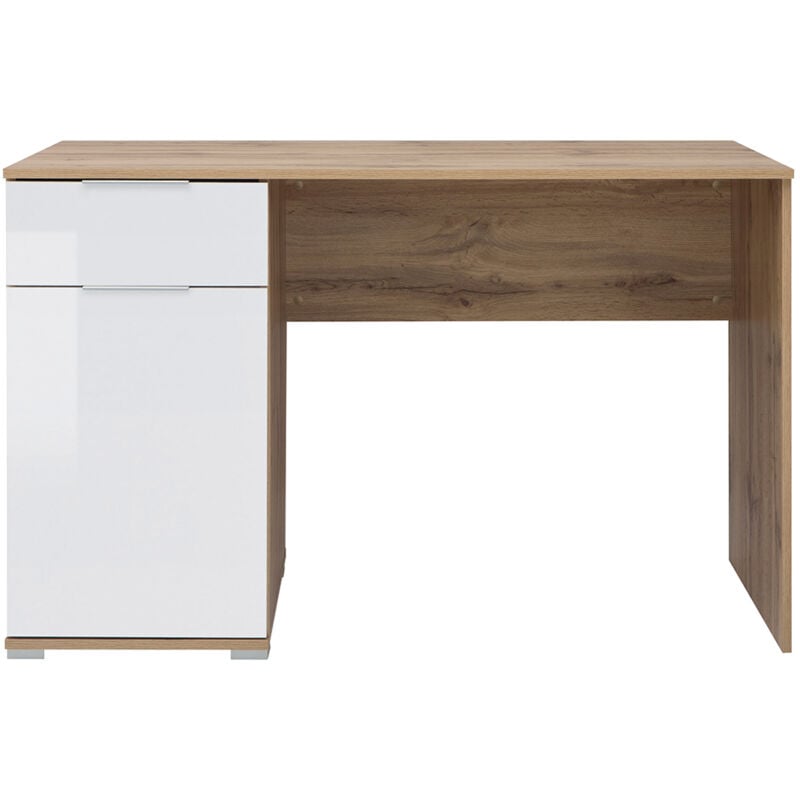 Bureau 1 porte 1 tiroir Selma Blanc et Bois