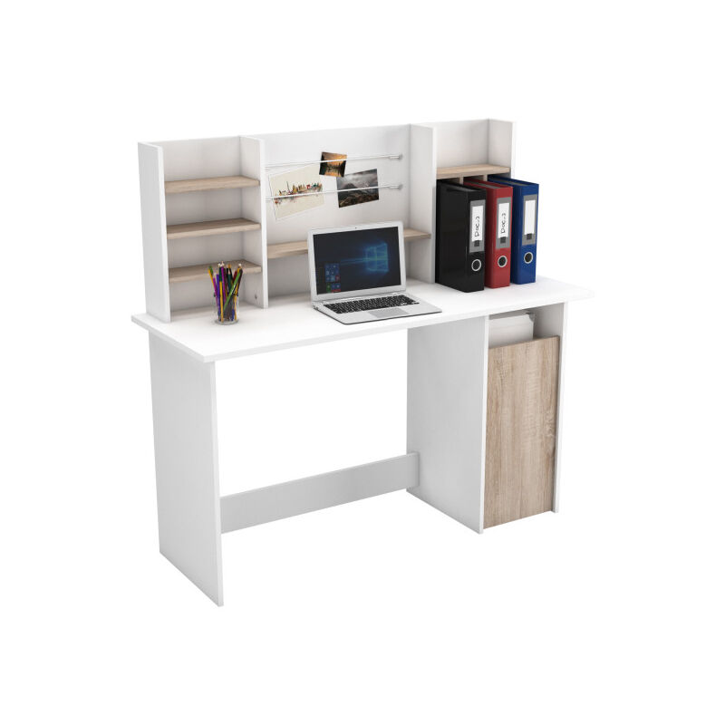 TMM - Bureau 1 porte + aménagement Chêne/Blanc - defred - l 135 x l 50 x h 127 cm