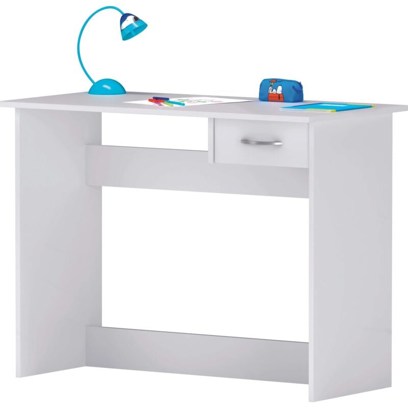 Bureau, table de travail junior 100 cm. Blanc. Pour ordinateur, chambre d'enfant