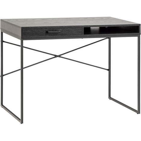 Bureau 1 tiroir 140x58x76 cm décor chêne noir - FYNCA