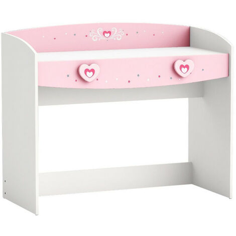 Bureau 1 tiroir Anastasia rose et blanc