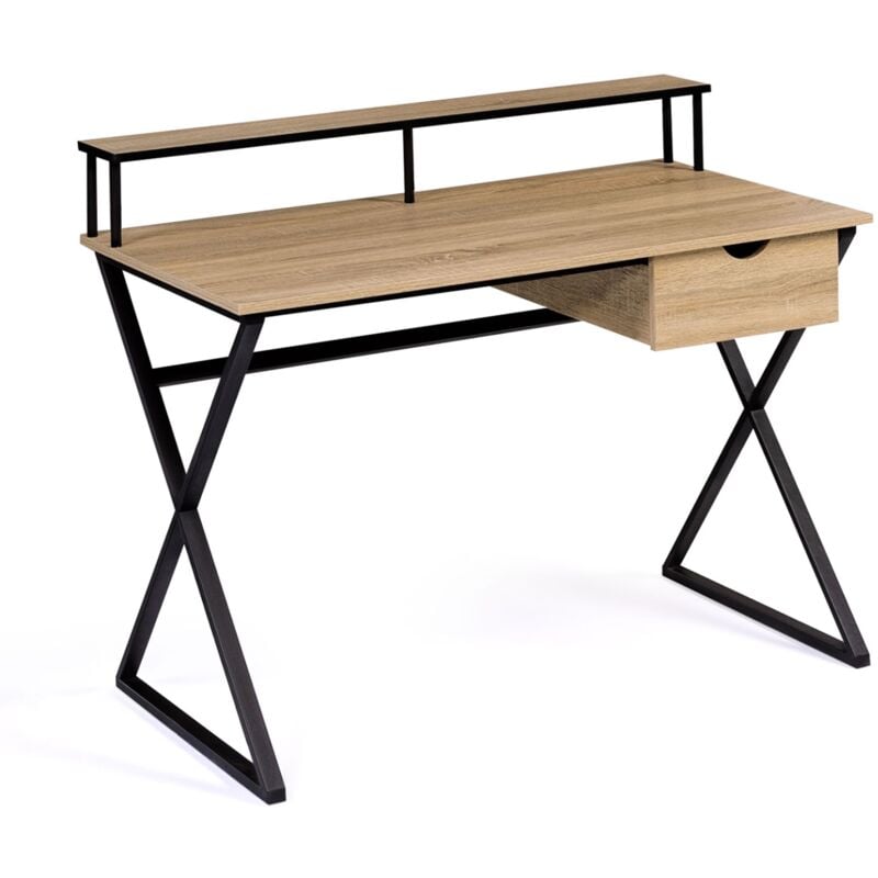 Idmarket - Bureau 1 tiroir enzo pieds croisés design industriel